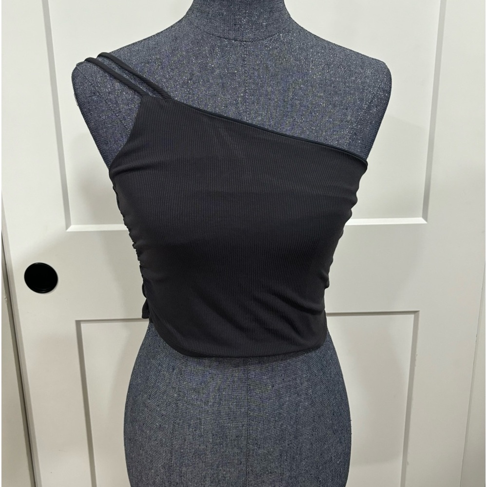 Dark grey one shoulder tube top